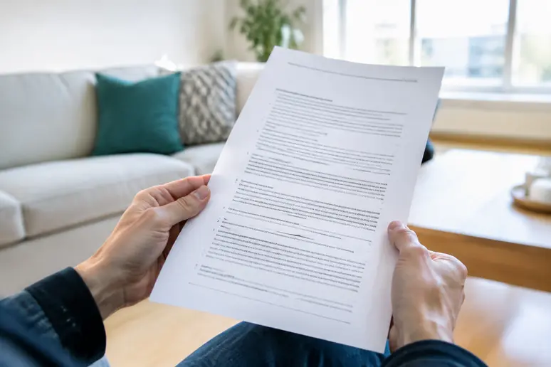 Un propriétaire consulte le règlement de copropriété pour vérifier les restrictions sonores dans l'immeuble.