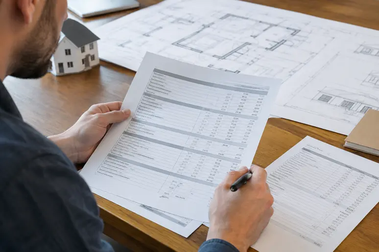 Examen minutieux d'un devis de travaux de rénovation énergétique pour préparer le plan de financement.