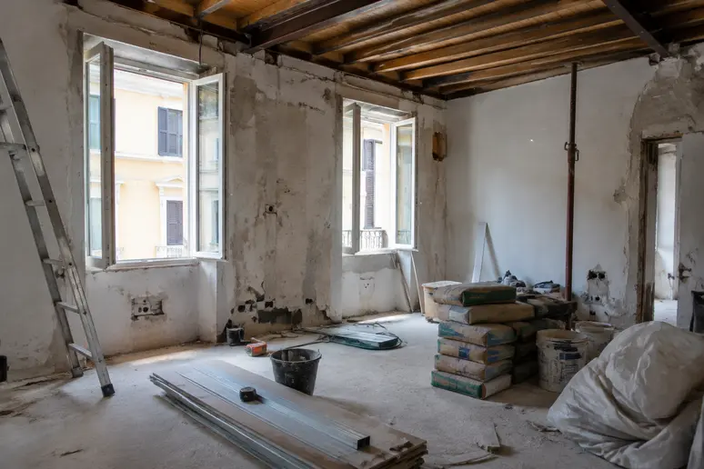 Matériaux de chantier pour la rénovation d'un appartement ancien à Nice