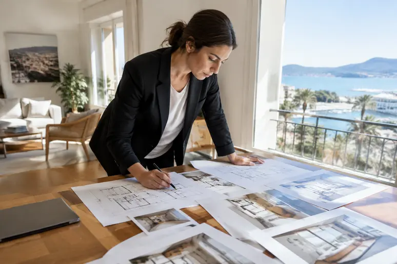 Architecte consultant des plans et des rendus 3D pour la renovation interieure d'une residence secondaire a Cannes